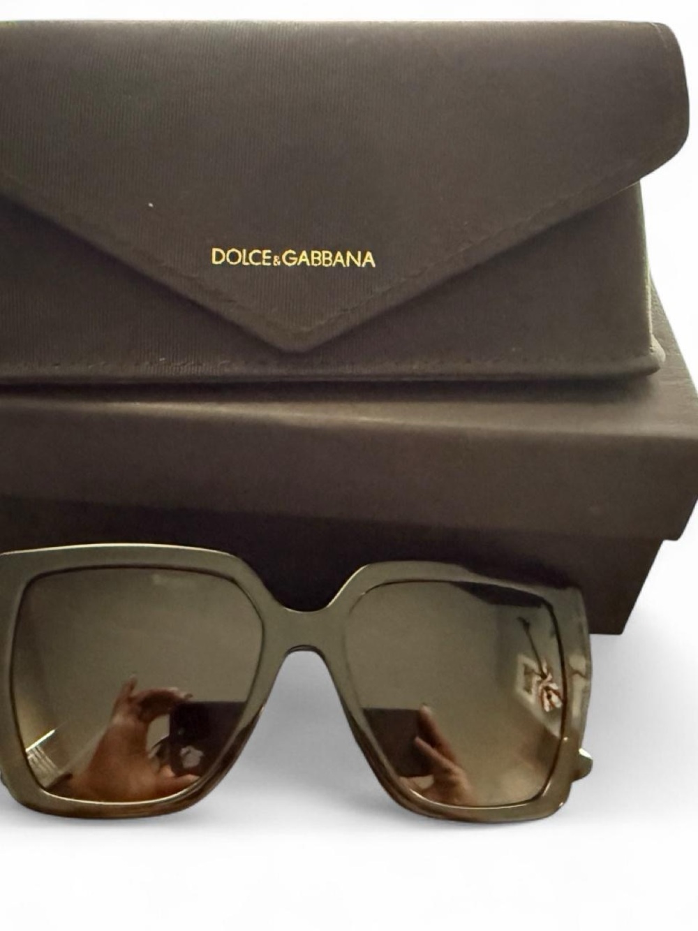 Dolce & Gabbana Women’s Olive Brown Oversized Square Sunglasses
